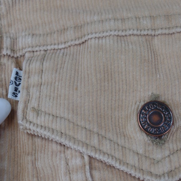Vintage 70s Levis‎ Corduroy Trucker Jacket Tan Cotton Blend Button Front Size 40 - Picture 7 of 12